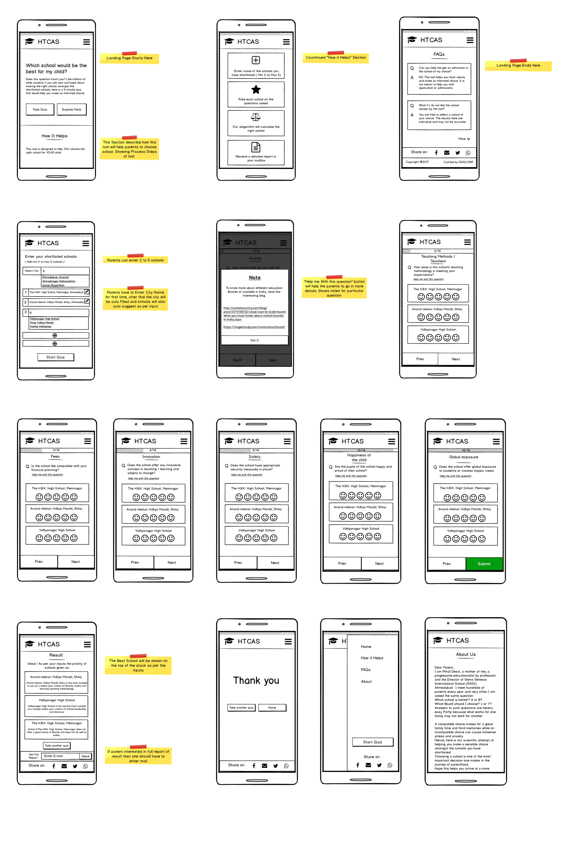 best school wireframes